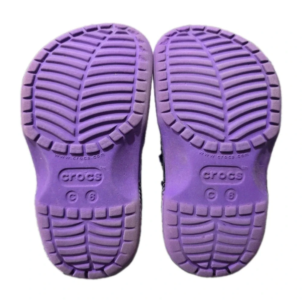 Crocs Toddler 6C Star Print Clogs Purple Waterproof Unicorn Rainbow‎ Jibbitz